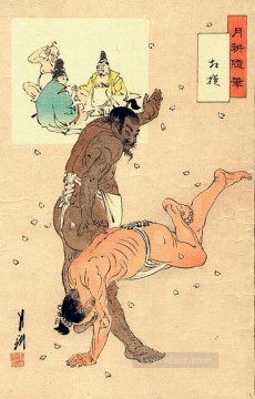 Luchadores de sumo 1899 Ogata Gekko Ukiyo e Pinturas al óleo